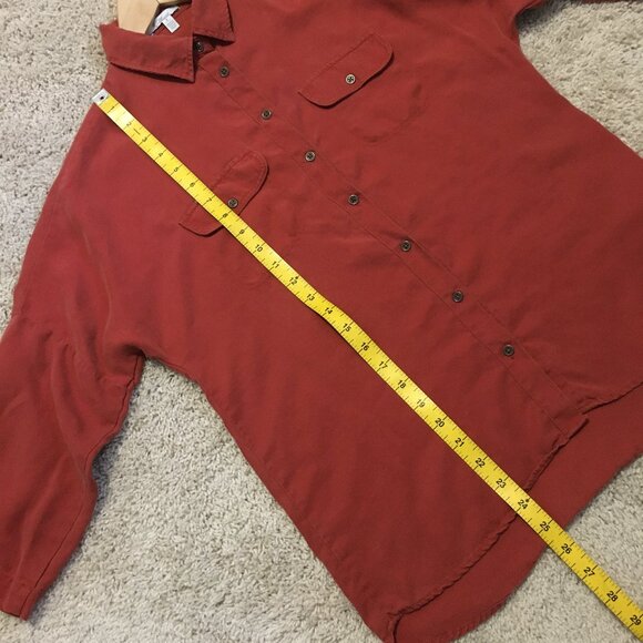 Mavi Brick Red 3/4 Sleeve Button Up Dress Shirt Made in Turkey - Picture 11 of 12